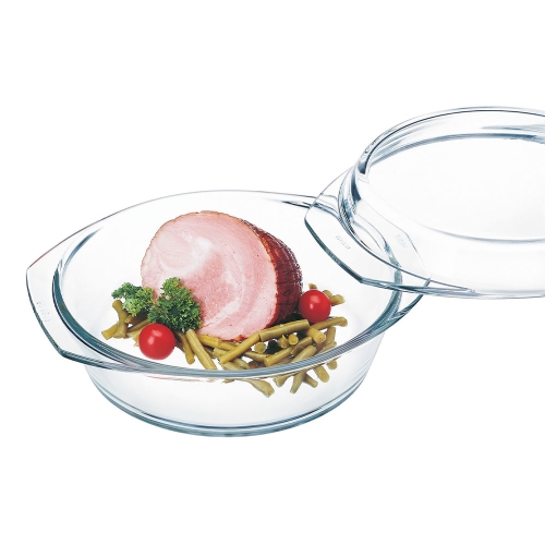 Rundt ovnfad af glas med låg, 20 cm - Simax