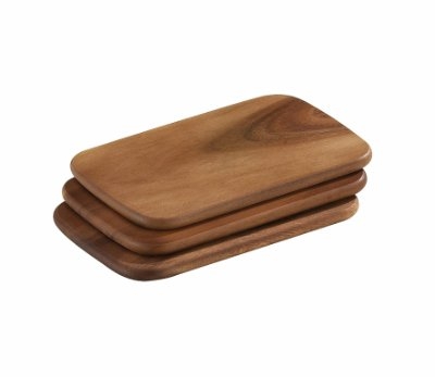 Serveringsplade i Acacia Wood, 22x15 cm, 3-pack - Zassenhaus