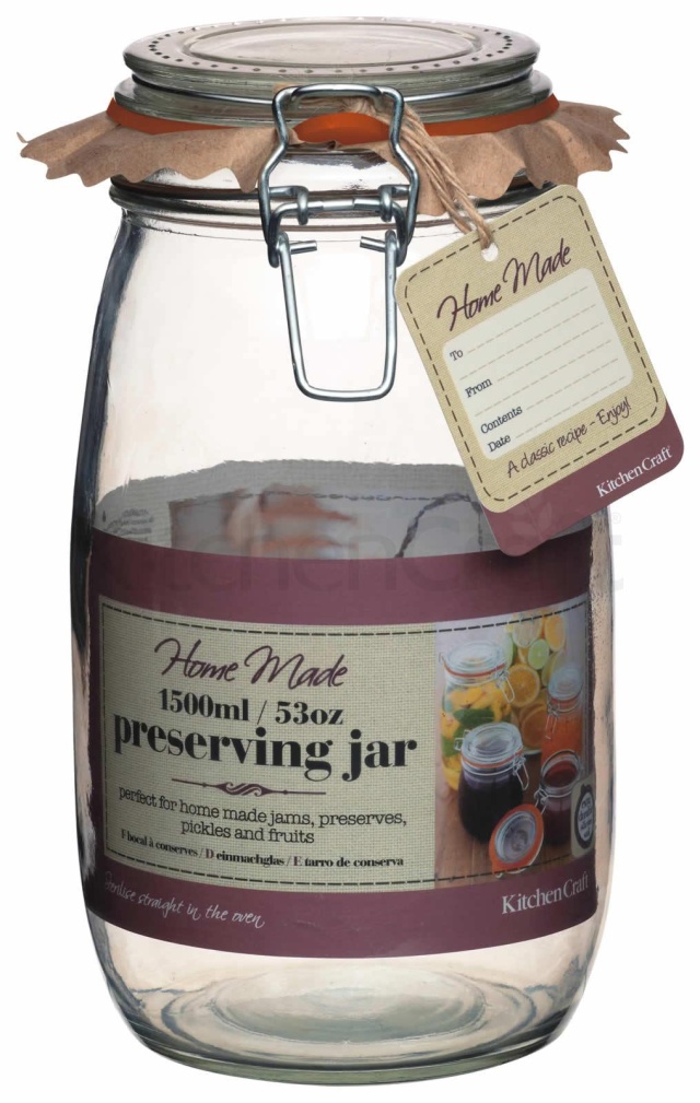 Glaskrukke med patentlåg, 1500 ml