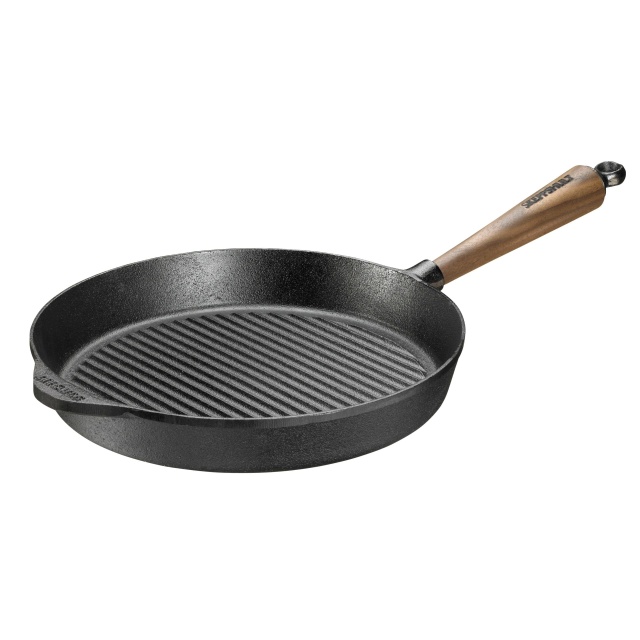 Grillpande, rund med valnøddegreb, 28cm - Skeppshult