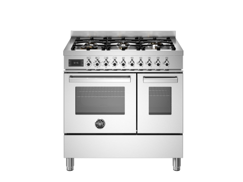 Gaskomfur Professional, 90 cm, 6 brændere, Dobbelt ovn, Rustfrit stål - Bertazzoni