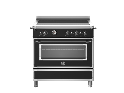 Induktionskogeplade Heritage, 90 cm, 5 Zoner, Enkelt ovn, Mat sort - Bertazzoni