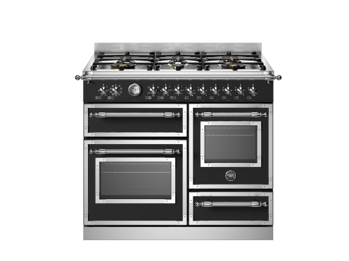 Gasspis Heritage, 100 cm, 6 brännare, 3 ugnar, Mattsvart - Bertazzoni