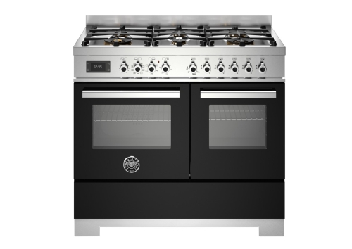Gasspis Professional, 100 cm, 6 brännare, 2 ugnar, Svart - Bertazzoni