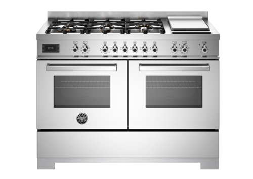 Gasspis Professional, 120 cm, 6 brännare + stekbord, 2 ugnar, Rostfri - Bertazzo