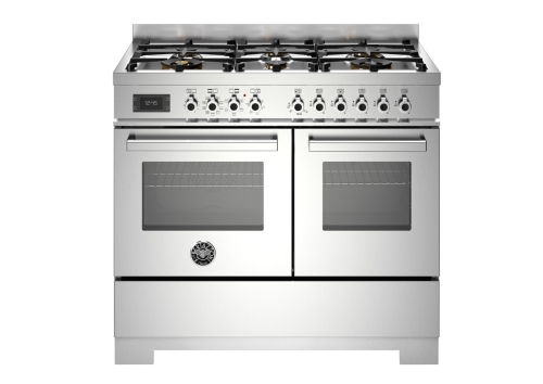 Gasspis Professional, 90 cm, 6 brännare, 2 ugnar, Rostfri - Bertazzoni
