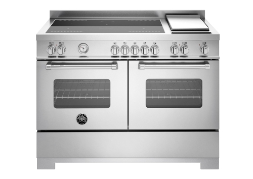 Induktionsspis Master, 120cm, 5 zoner + stekbord, 2 ugnar, Rostfri - Bertazzoni