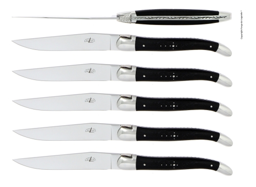 Seks knive, håndtag i ibenholt, poleret, Tradition - Forge de Laguiole