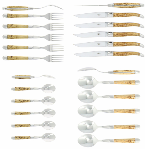 Bestiksæt 05, birkehåndtag, poleret, Tradition - Forge de Laguiole