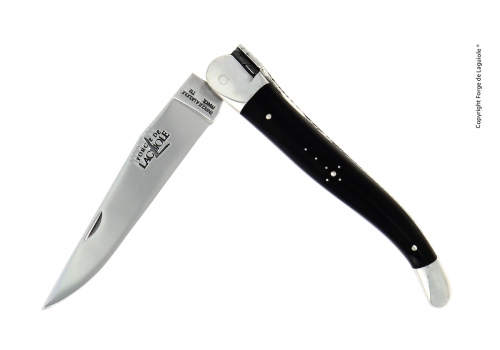 Foldekniv, 12 cm, skaft i mørkt horn, poleret, Tradition - Forge de Laguiole
