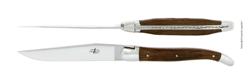 To knive, skaft af forstenet egebark, poleret, Tradition - Forge de Laguiole