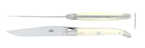 To knive, skaft af ben, poleret, Tradition - Forge de Laguiole