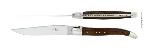 To knive, skaft af forstenet eg, poleret, Tradition - Forge de Laguiole