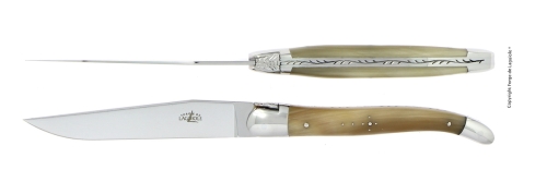 To knive, håndtag af lyst horn, poleret, Tradition - Forge de Laguiole