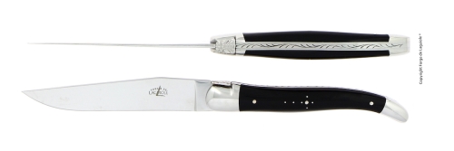 To knive, skaft i mørkt horn, poleret, Tradition - Forge de Laguiole