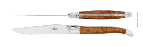 To knive, løveskaft i træ, poleret, Tradition - Forge de Laguiole