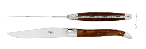 To knive, Tuja-håndtag, poleret, Tradition - Forge de Laguiole
