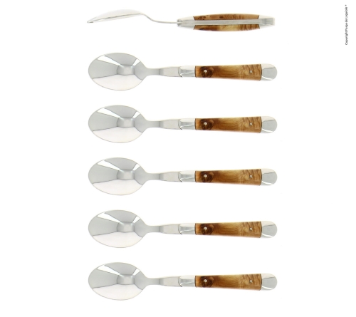 Seks dessertskeer, En håndtag, poleret, Tradition - Forge de Laguiole