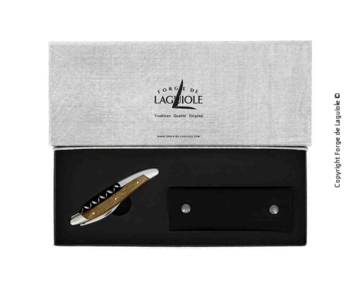 Sommelierkniv af forstenet egebark, damasceneret med dekoration, Collection - Forge de Laguiole
