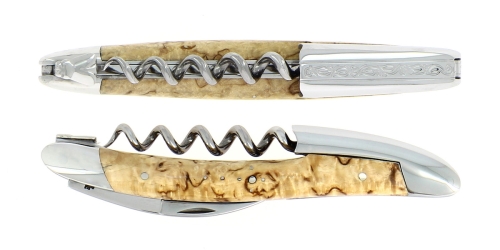 Sommelierkniv af birk, damasceneret med dekoration, Collection - Forge de Laguiole