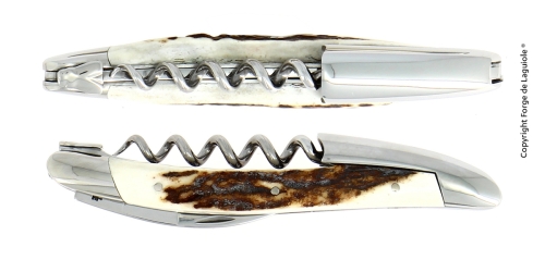 Sommelierkniv af hjortetak, poleret, Tradition - Forge de Laguiole