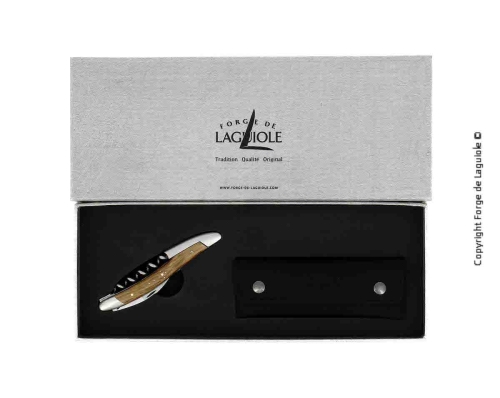 Sommelierkniv i forstenet eg, damasceneret med dekoration, Collection - Forge de Laguiole