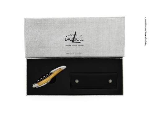 Sommelierkniv af oliven, damasceneret med dekoration, Collection - Forge de Laguiole
