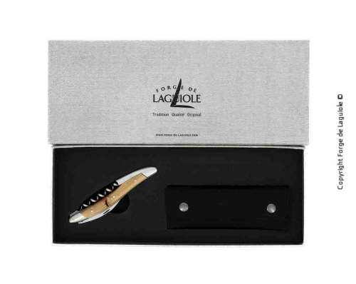Sommelierkniv i træ fra Vines, damasceneret med dekoration, Collection - Forge de Laguiole