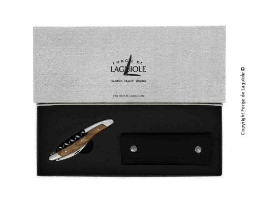 Sommelierkniv i valnød, damasceneret med dekoration, Collection - Forge de Laguiole
