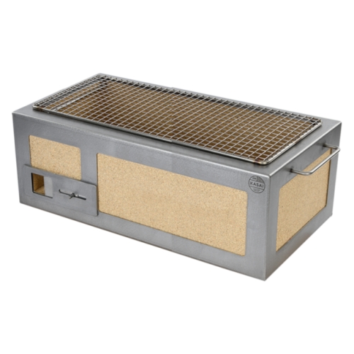 Bordgrill/konogrill med ramme i rustfrit stål, mellemlang 54 x 26,5 cm - Kasai