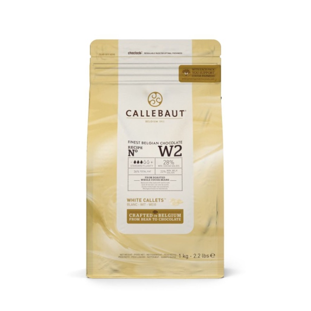 Couverture, hvid chokolade 28%, pellets, 1 kg - Callebaut