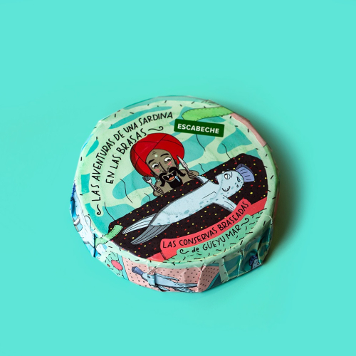 Trækulsgrillede sardinhaler, escabeche. 105 g - Conservas Braseadas Güeyu Mar