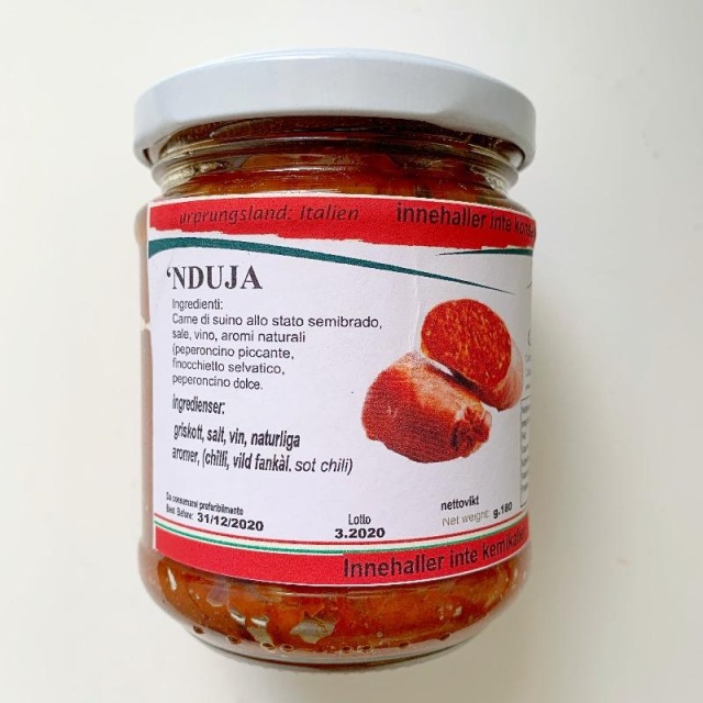 Nduja fra frilandsgrise, 180gr - Fattoria de Lillas