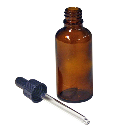 Brun dråbeflaske med glaspipette, 50 ml