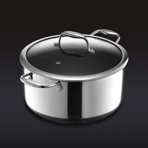 Gryde med glaslåg, nonstick, 7,6 L - Hexclad