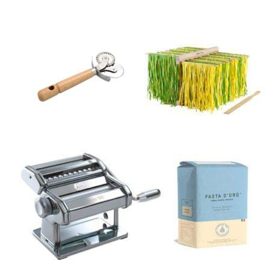 Startpakke hjemmelavet pasta, Atlas 150 + tilbehør - Marcato i gruppen Køkkenmaskiner / Øvrige køkkenmaskiner / Pastamaskiner hos The Kitchen Lab (1317-26944)