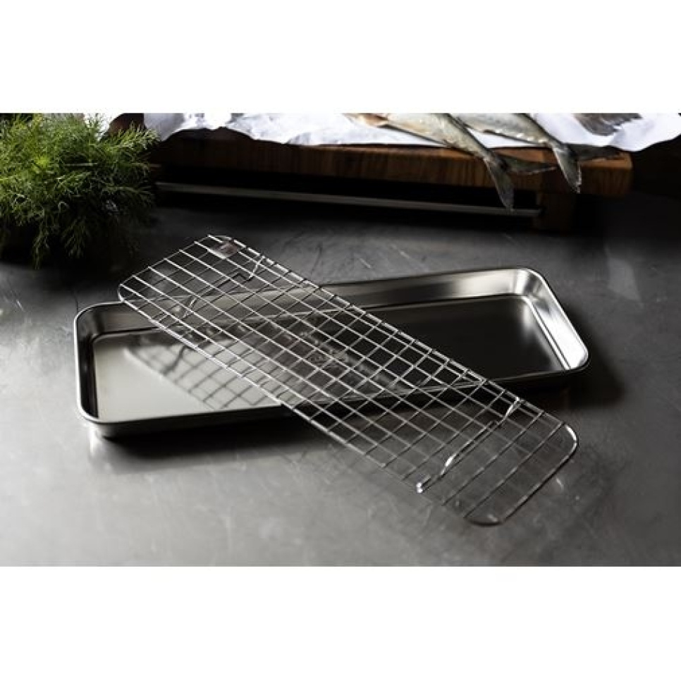 Gastroblech/bageplade med rist, 38x14 cm, rustfrit stål - Culimat