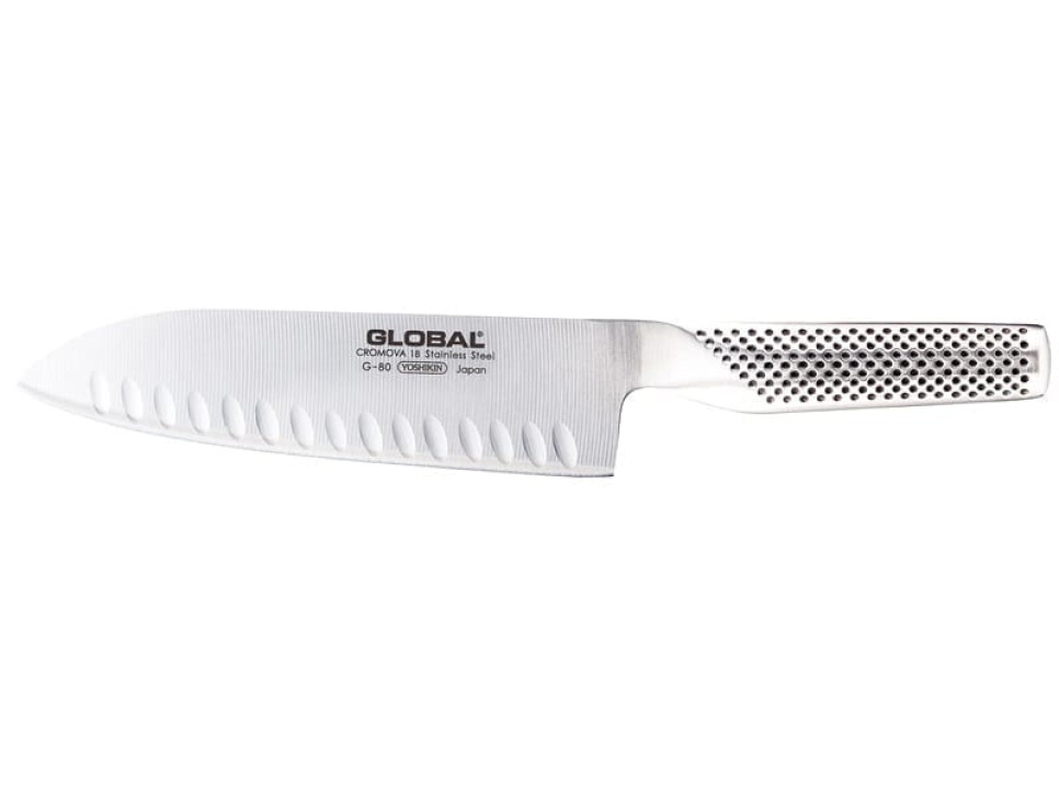 Global G-80 Olivenslebet Santoku kniv, 18 cm i gruppen Madlavning / Køkkenknive / Santoku knive hos The Kitchen Lab (1073-13860)