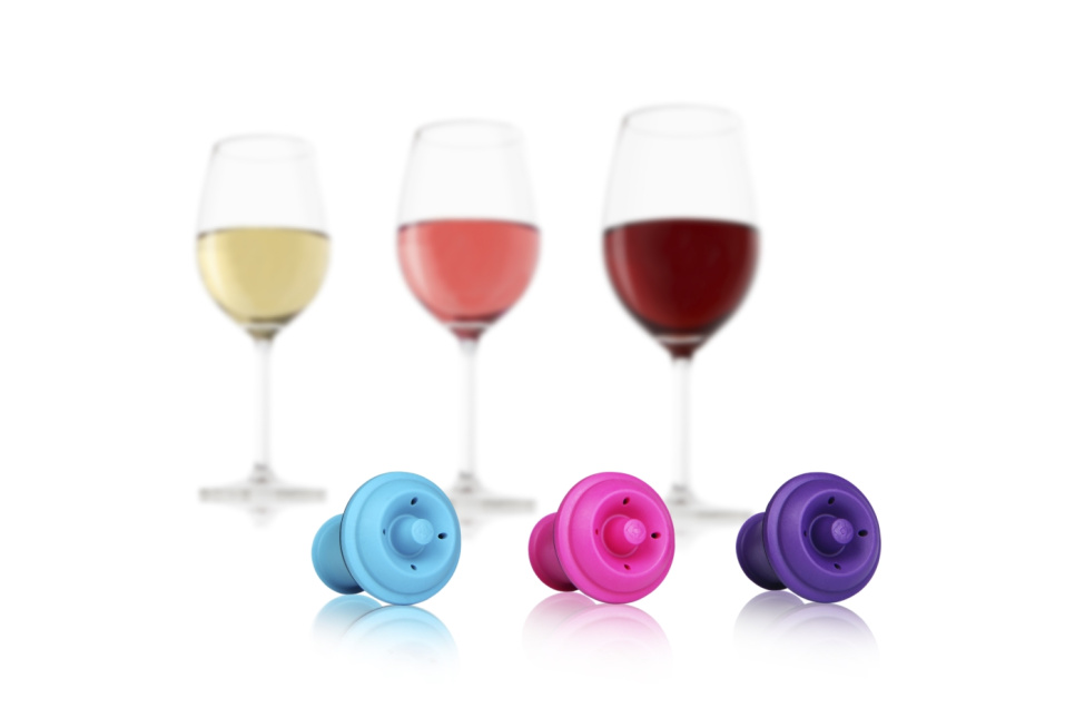 Wine Stoppers i forskellige farver, 3-pak - Vacuvin Wine Stoppers i forskellige farver, 3-pak - Vacuvin