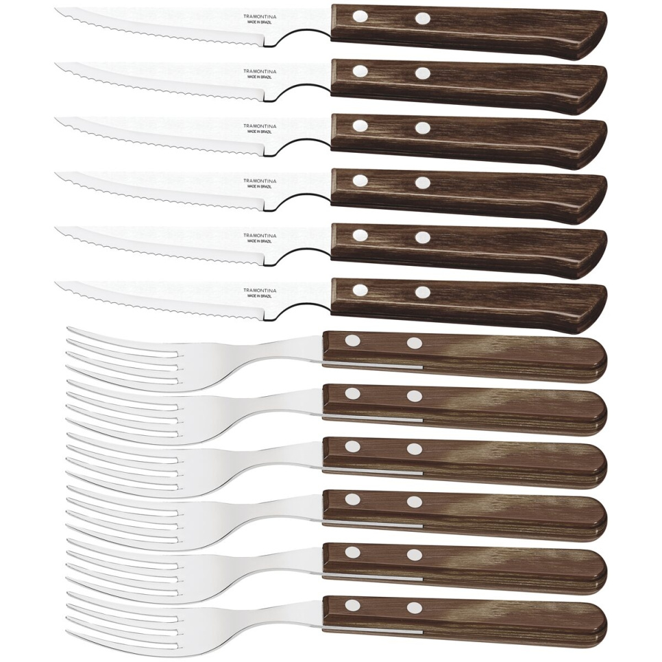 Spansk kniv, mørkebrun, Churrasco, 12 stykker - Tramontina i gruppen Borddækning / Bestik / Knivar hos The Kitchen Lab (1090-27195)