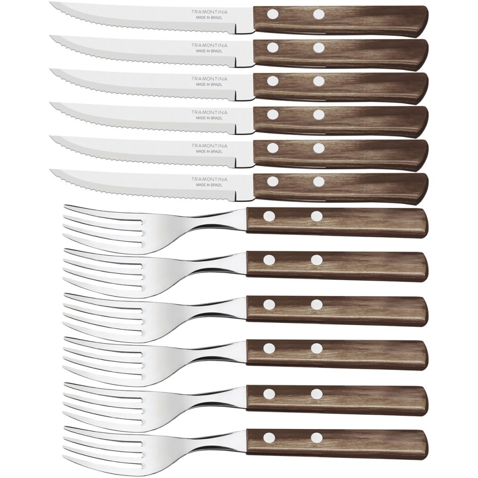 Bøfknive, mørkebrune, Churrasco, 12 stk. - Tramontina i gruppen Borddækning / Bestik / Knivar hos The Kitchen Lab (1090-27197)
