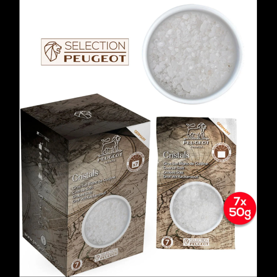 Groft salt fra Tyskland, 7x50g - Peugeot i gruppen Madlavning / Krydderier & Smagsstoffer / Salt hos The Kitchen Lab (1090-28198)