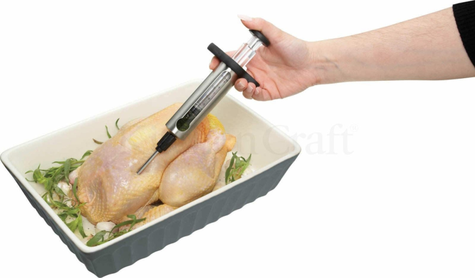 Sprøjte til marinader og krydderopløsninger