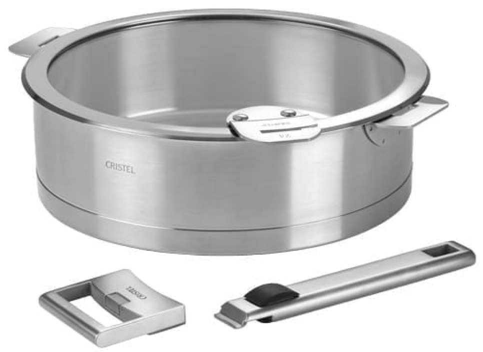 Fladt glas låg, aftageligt håndtag, Strate - Cristel