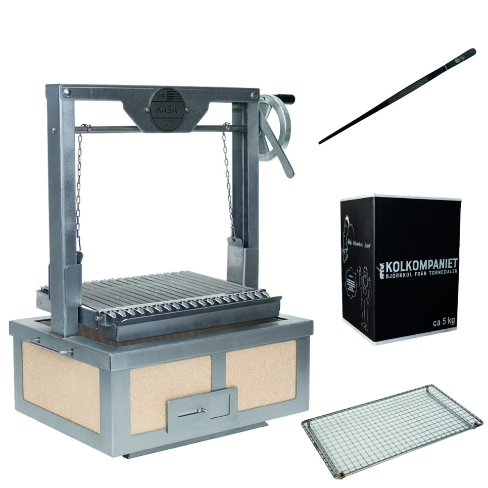 Japansk bordgrill / Konro, Kasai Medium Wide med Asado Parrilla og kul i gruppen Grill, komfurer & ovne / Grill / Bordgrill hos The Kitchen Lab (1317-34669)