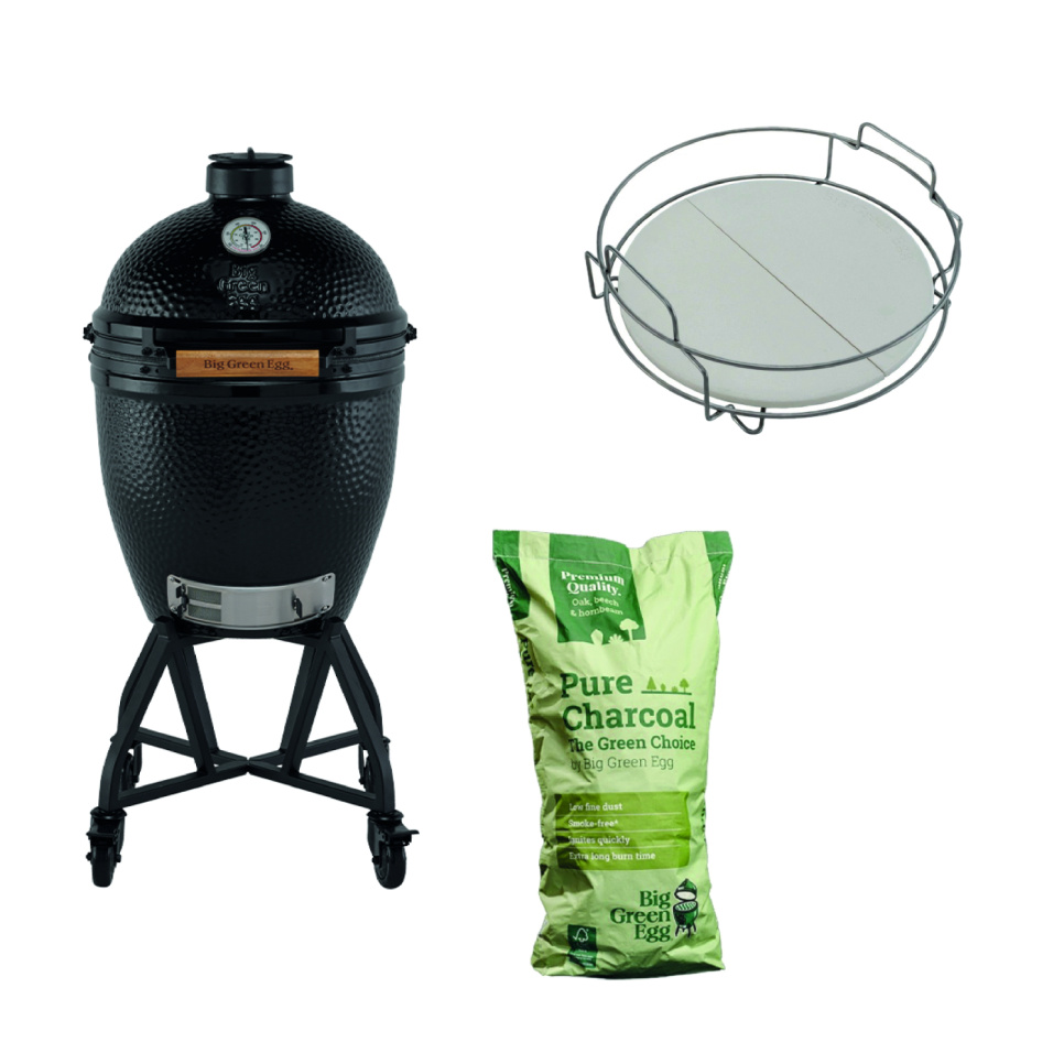 Big Green Egg startpakke, Onyx Large i gruppen Grill, komfurer & ovne / Grill / Kamado grill hos The Kitchen Lab (1317-35219)