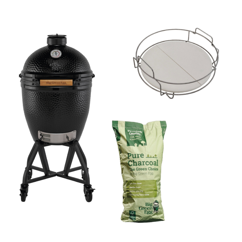 Big Green Egg startpakke, Onyx Large i gruppen Grill, komfurer & ovne / Grill / Kamado grill hos The Kitchen Lab (1317-35219)
