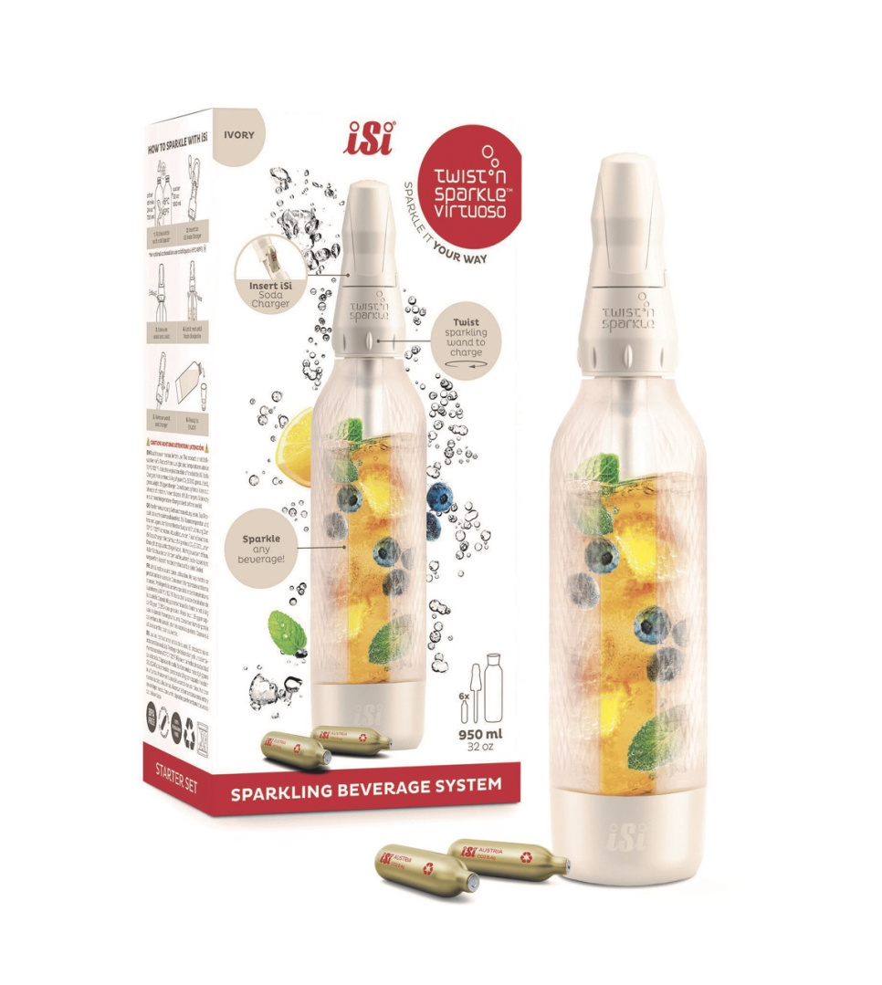 Twist\'n Sparkle Virtuoso Starter Set, Ivory White - iSi i gruppen Køkkenmaskiner / Øvrige køkkenmaskiner / Kulsyre maskine hos The Kitchen Lab (1362-35569)