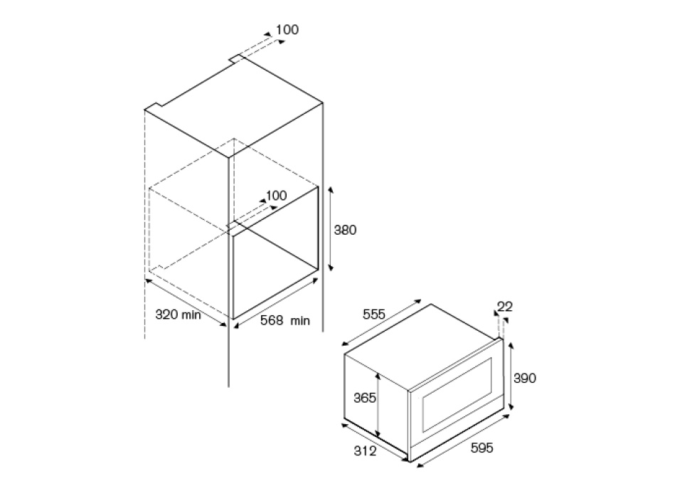 Mikrobølgeovn Modern, væghængt, 38 cm, sort - Bertazzoni Mikrobølgeovn Modern, væghængt, 38 cm, sort - Bertazzoni