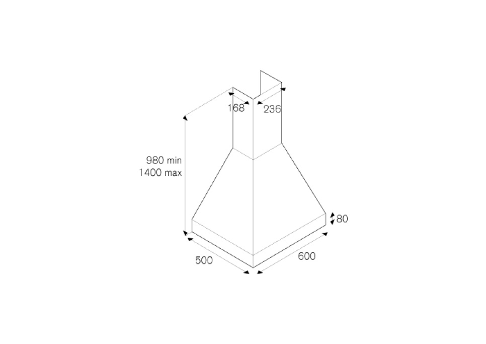 Fan Master, vægmonteret 60 cm, Rustfrit stål - Bertazzoni
